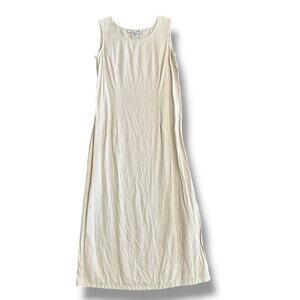 Vintage Victoria Holley 100% Linen‎ Maxi Dress Beige Size 16 Natural Minimalist